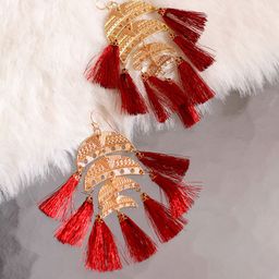 Bellofox Gold-Toned Gold-Plated Tasselled Drop Earrings-image-55