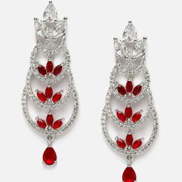 Aazeen Red Crescent Shaped Drop Earrings-9