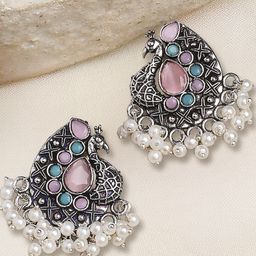 OOMPH Peacock Shaped Drop Earrings-35