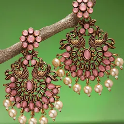 OOMPH Peacock Shaped Chandbali-26