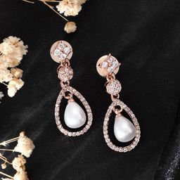 Silvermerc Designs Rose Gold-Plated Teardrop Shaped Drop Earrings-25
