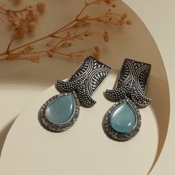 Jazz and Sizzle Silver-Plated Teardrop Shaped Drop Earrings-50