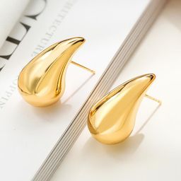 FIMBUL Gold-Plated Teardrop Shaped Drop Earrings-19