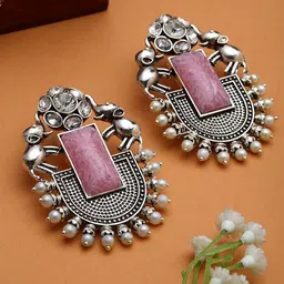 PANASH Silver-Plated Animal Shaped Oxidised Drop Earrings-3