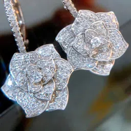 Jewels Galaxy Silver-Plated Floral Shaped Drop Earrings-image-4