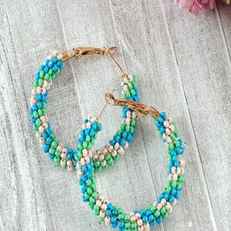 UNIVERSITY TRENDZ Gold Plated Beaded Hoop Earrings-56