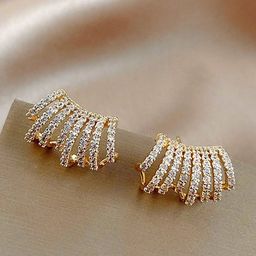 Unwind by Yellow Chimes Gold-Toned Crystal Studded Stud Earrings-43