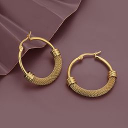Carlton London Gold-Plated Circular Stainless Steel Hoop Earrings-39