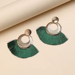 Sangria Gold-Toned & Green Gold-Plated Drop Earrings-17