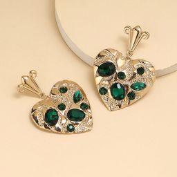 DressBerry Gold-Toned & Green Gold-Plated Drop Earrings-12