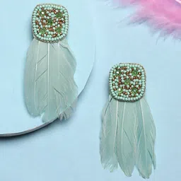 Sangria Gold Plated Feather Drop Earrings-54