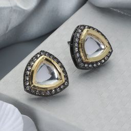 Priyaasi Silver-Toned Contemporary Studs Earrings-image-51