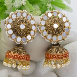 PRIVIU Gold Plated Classic Jhumkas Earrings-11