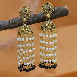 Crunchy Fashion Gold Plated Classic Jhumkas Earrings-image-11