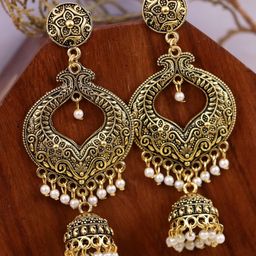 Crunchy Fashion Woman White antique Jhumkas Earrings-image-80