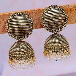 Crunchy Fashion Gold-Plated Classic Jhumkas Earrings-image-46