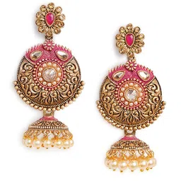 HOT AND BOLD Gold-Plated Dome Shaped Jhumkas Earrings-picture-47