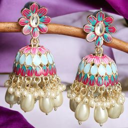 OOMPH Floral Jhumkas Earrings-34