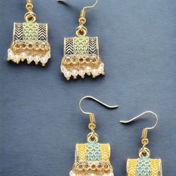 OOMPH Set Of 2 Floral Meenakari Jhumkas-2