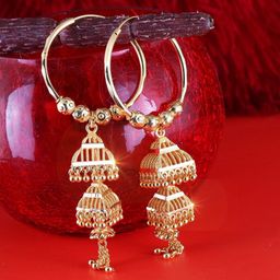 Vighnaharta Gold-Plated Floral Jhumkas-image-80