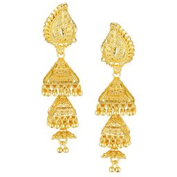 Vighnaharta Gold-Plated Dome Shaped Jhumkas Earrings-48