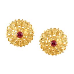 Vighnaharta Gold-Plated Circular Stone Studs Earrings-29