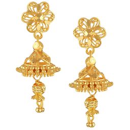Vighnaharta Gold-Plated Floral Jhumkas-11