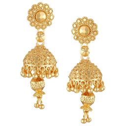 Vighnaharta Gold-Plated Floral Jhumkas-10