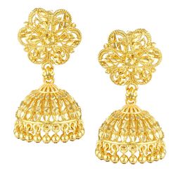 Vighnaharta Gold-Plated Floral Jhumkas Earrings-13