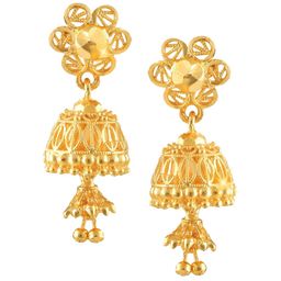 Vighnaharta Gold-Plated Floral Jhumkas Earrings-image-85