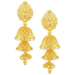 Vighnaharta Gold-Plated Dome Shaped Jhumkas Earrings-13