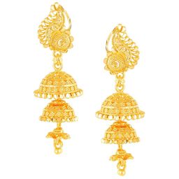 Vighnaharta Gold-Plated Floral Jhumkas Earrings-image-73