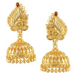 Vighnaharta Gold-Plated Floral Jhumkas-7