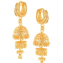 Vighnaharta Gold-Plated Alloy Floral Jhumkas Earrings-image-97