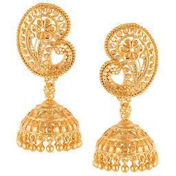 Vighnaharta Gold-Plated Alloy Floral Jhumkas Earrings-image-98