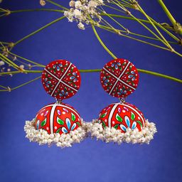 PANASH Silver-Plated Pearls Dome Shaped Jhumkas Earrings-33
