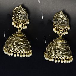 Proplady German Silver Dome Shaped Jhumkas Earrings-image-60