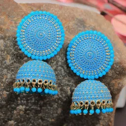 Crunchy Fashion Gold-Plated Beaded Classic Jhumkas-image-45