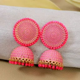 Crunchy Fashion Gold-Plated Dome Shaped Pearl Jhumkas-image-91