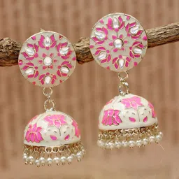 Crunchy Fashion Gold Plated Dome Shaped Jhumkas Earrings-14