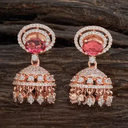Kushal's Fashion Jewellery Rose Gold-Plated Dome Shaped Jhumkas-image-68