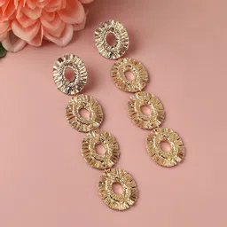 SOHI Gold Plated Circular Drop Earrings-picture-33
