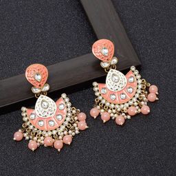 AVANT-GARDE PARIS Gold-Toned & Orange Circular Jhumkas Earrings-53