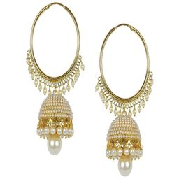 Crunchy Fashion Gold-Plated Dome Shaped Jhumkas Earrings-16