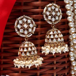 AARSHVI Gold-Plated Kundan Contemporary Jhumkas-46