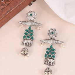 DASTOOR Gold Plated Contemporary Oxidised Drop Earrings-70