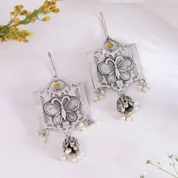 DASTOOR Silver-Plated Beaded Classic Jhumkas-image-87