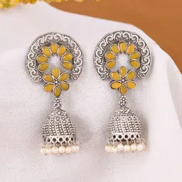 DASTOOR Silver Classic Jhumkas Earrings-27