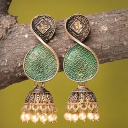 ADIVA Gold-Plated Contemporary Beaded Jhumkas-30