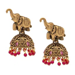 Shining Jewel - By Shivansh Gold-Plated Animal Shaped Jhumkas Earrings-17